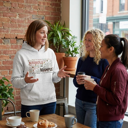 Kringle or Krampus Hoodie | Christmas Word Art, Holiday Mythology Design