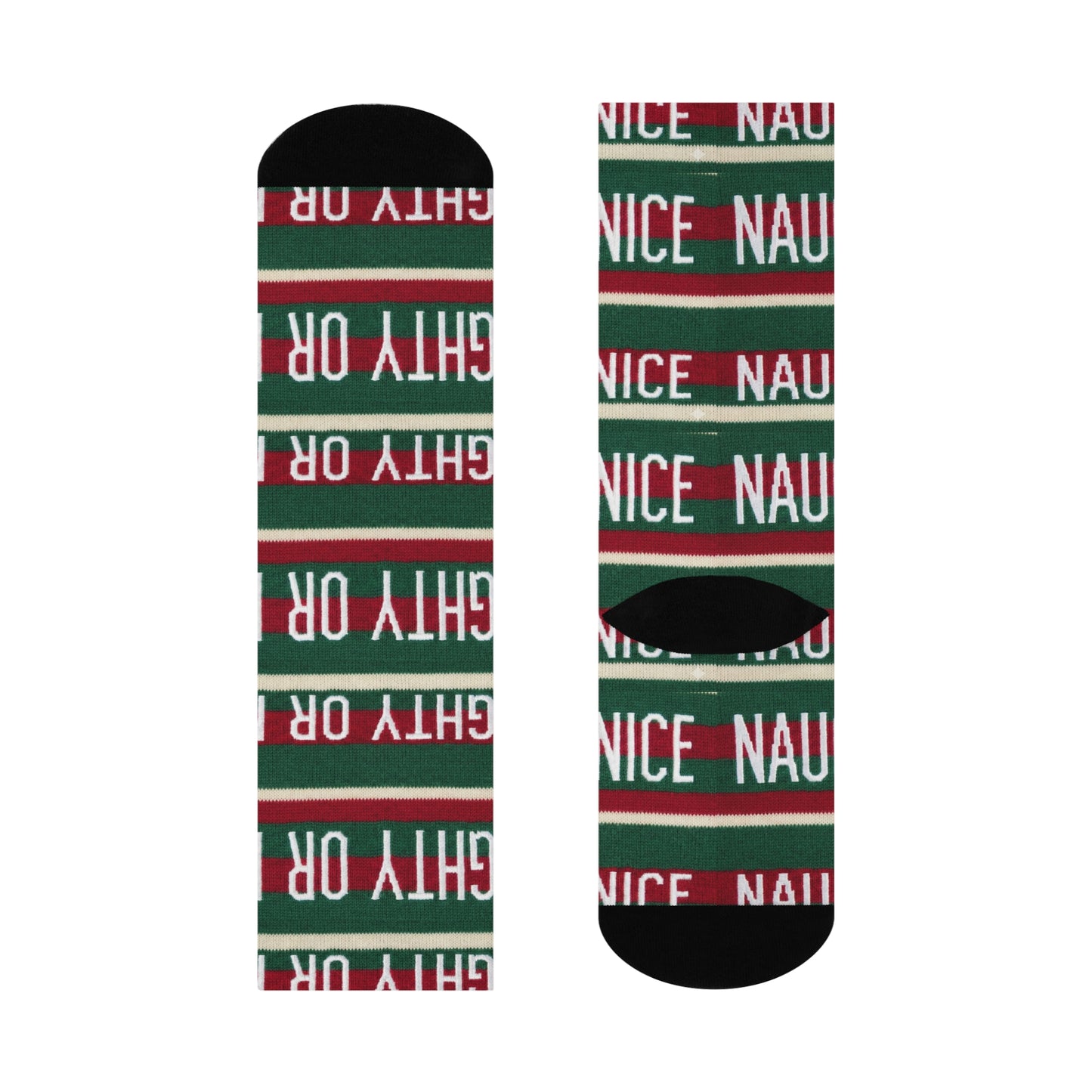 Naughty or Nice Crew Socks | Christmas Holiday Striped Socks