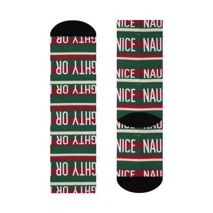 Naughty or Nice Crew Socks | Christmas Holiday Striped Socks