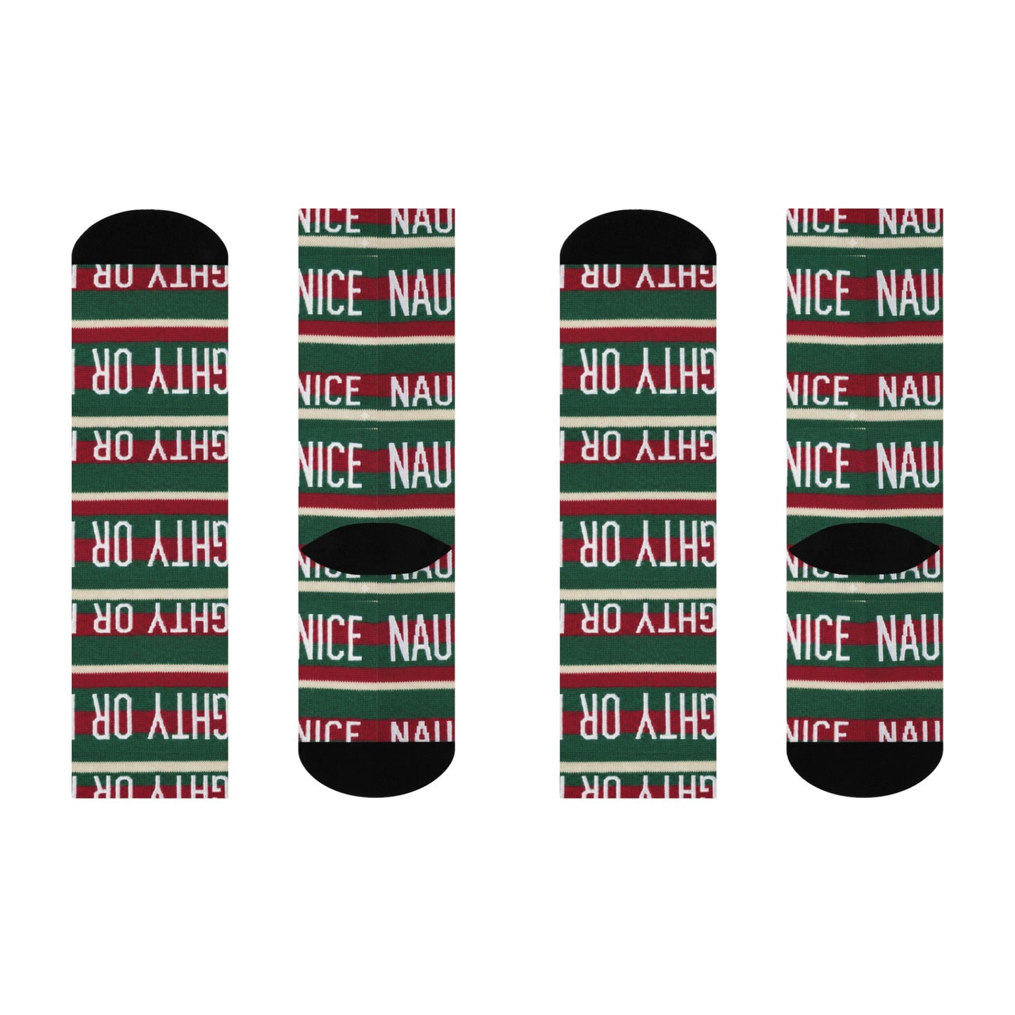 Naughty or Nice Crew Socks | Christmas Holiday Striped Socks
