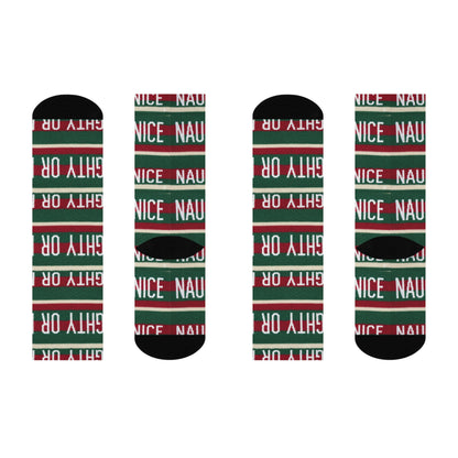 Naughty or Nice Crew Socks | Christmas Holiday Striped Socks