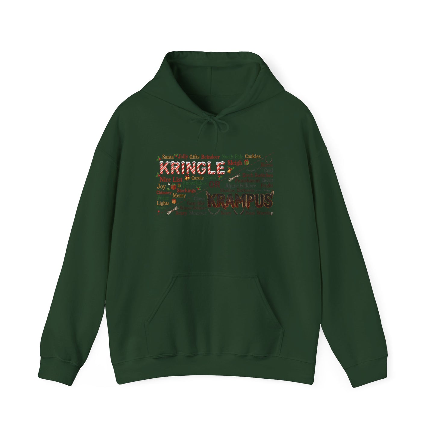 Kringle or Krampus Hoodie | Christmas Word Art, Holiday Mythology Design